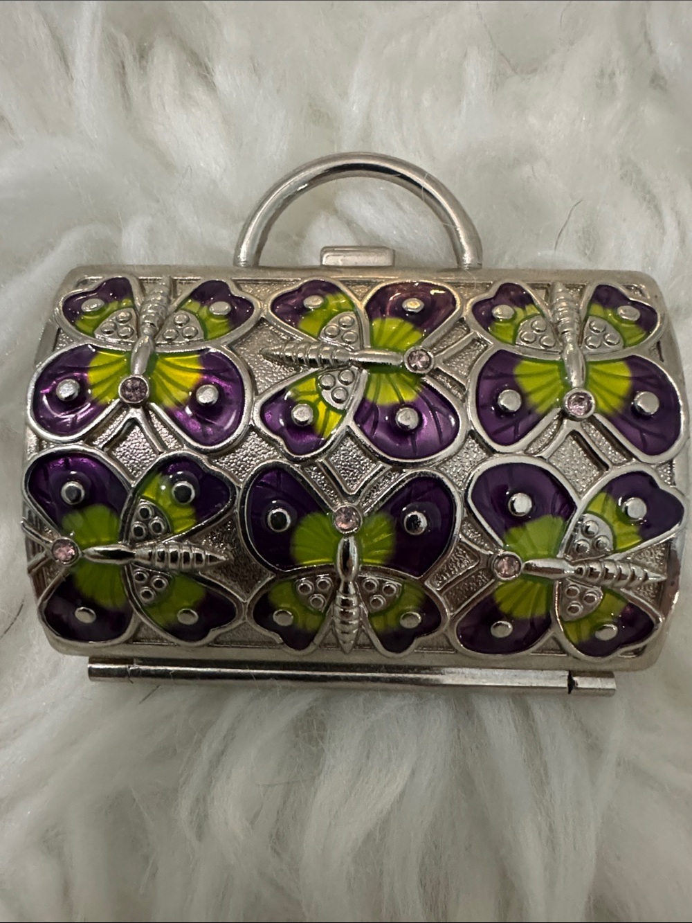 Judith Lieber Enamel Butterfly & Crystals Change Purse Pill Box Neiman Marcus